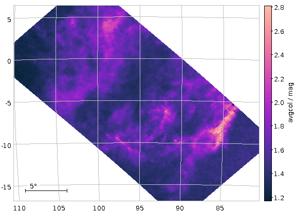 blue and reddish pixels drawing a bar on the sky.